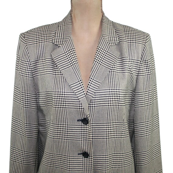 L 90s Black and White Houndstooth Blazer Large, P… - image 2