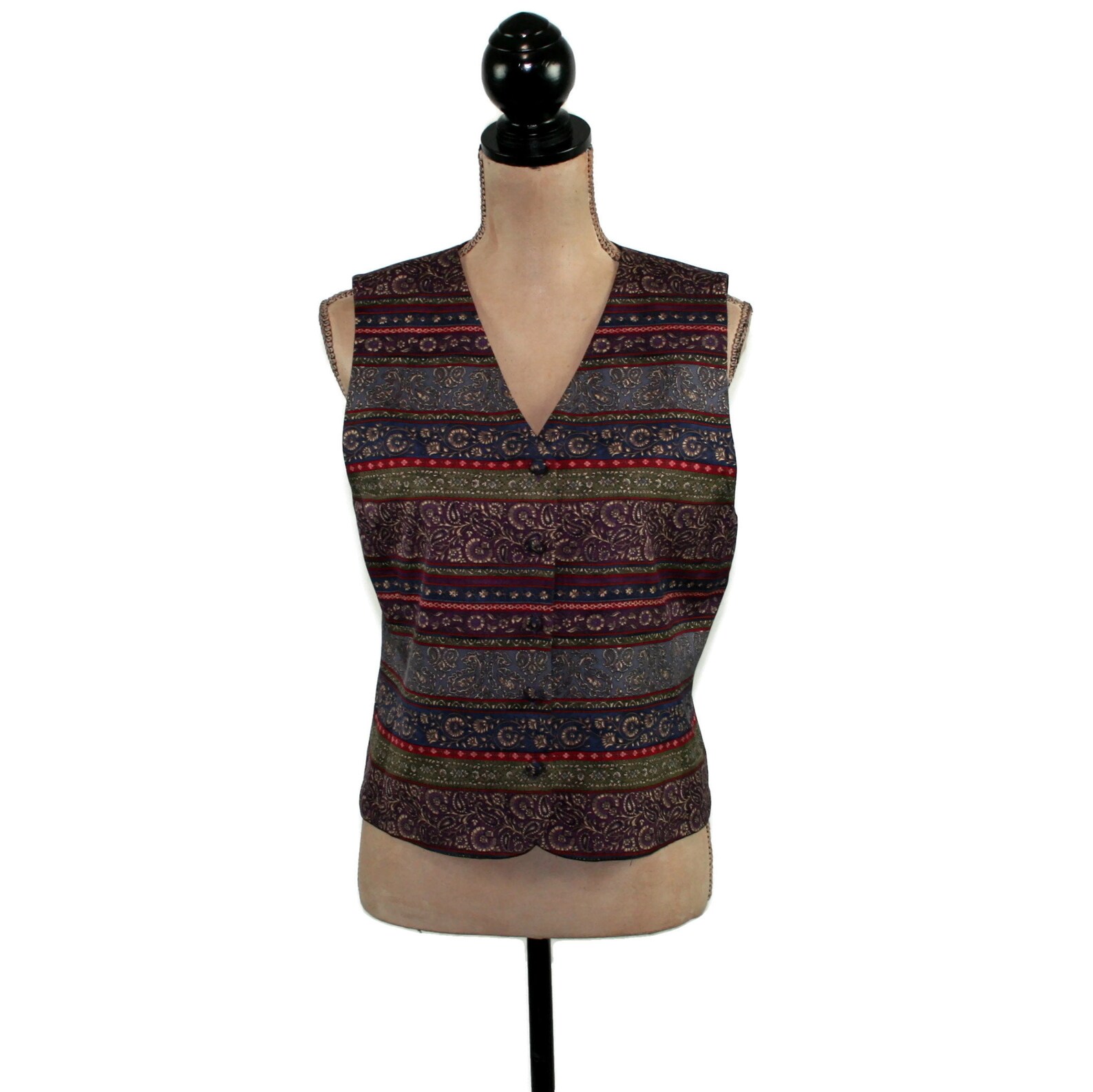 Mixed Print Striped Floral & Paisley Vest Silk Waistcoat - Etsy