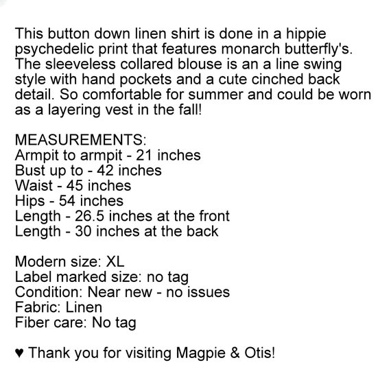 XL Y2K Sleeveless Button Up Linen Top, Boho Butte… - image 9
