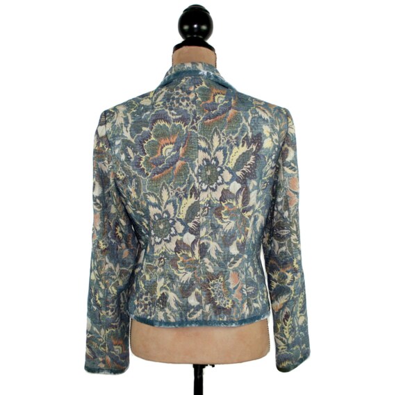 M Y2K Blue Floral Blazer Medium, Tapestry Jacket … - image 6