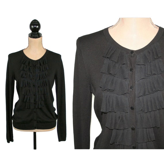 Black frilly cardigan online