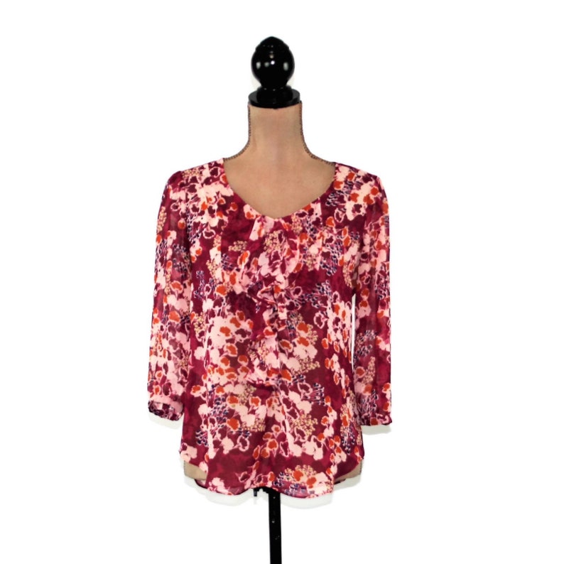 maroon chiffon top