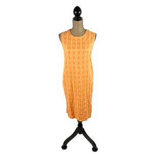 M-L 80s 90s Orange Gingham Summer Midi Dress, Seersucker Sleeveless Shift, Creamsicle Sundress Casual Clothes Women, Vintage RUSS BERENS USA image 3