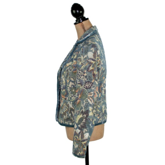 M Y2K Blue Floral Blazer Medium, Tapestry Jacket … - image 5