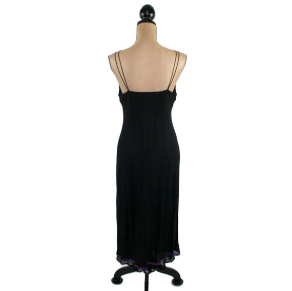 M 90s Black Chiffon Spaghetti Strap Midi Cocktail… - image 6