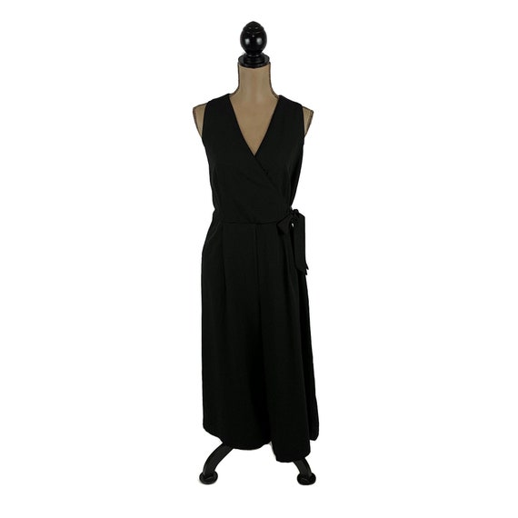 L 90s Y2K Sleeveless Black Wide Leg Jumpsuit with… - image 7