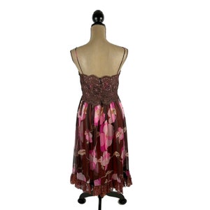 Vintage 1970s Floral Chiffon Midi Dress