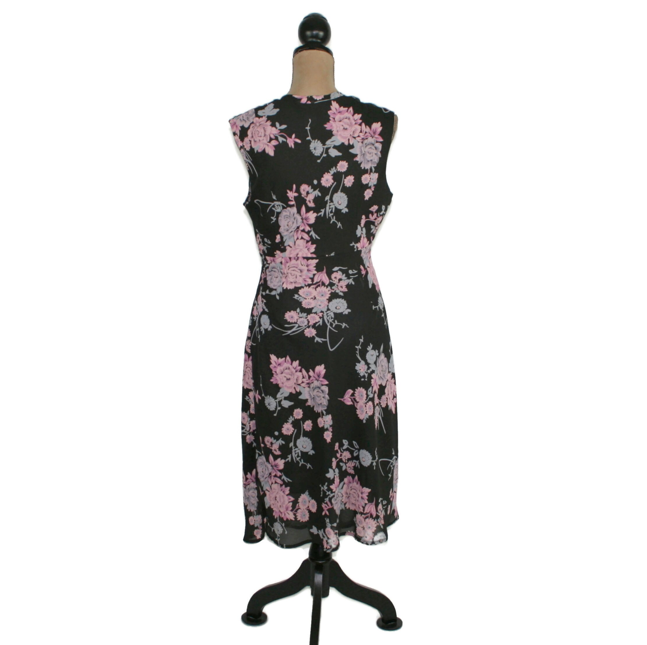 90s Floral Chiffon Dress Medium Empire Waist Sleeveless V | Etsy