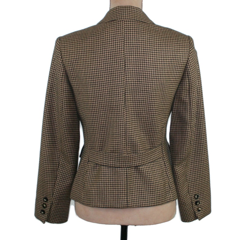 Houndstooth Jacket Size 4 Petite Brown Wool Blazer Women | Etsy