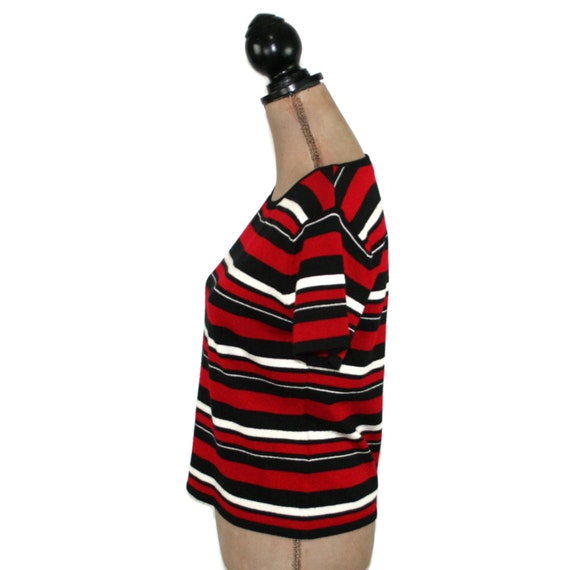 S-M 80s Striped Short Sleeve Knit Sweater Top, 19… - image 5