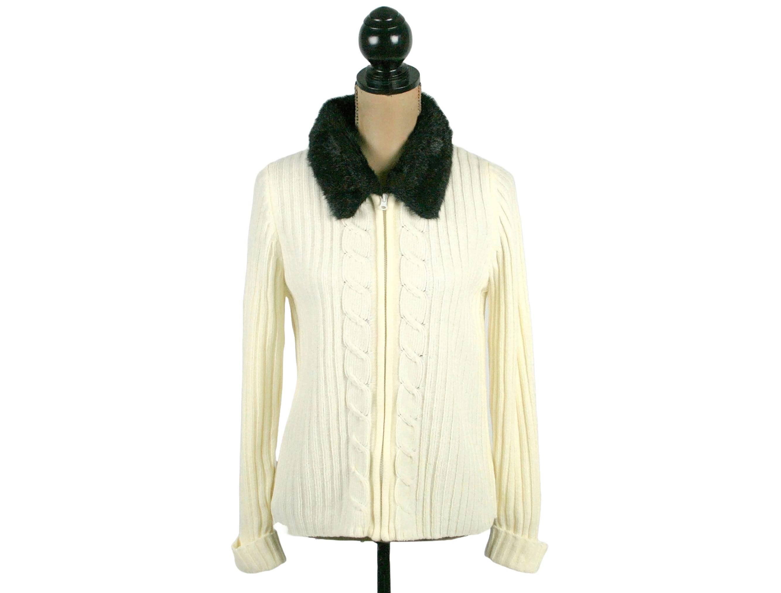 Fur Collar Cardigan - Etsy
