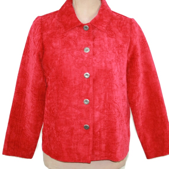 90s Y2K Red Jacket Petite Small, Boxy Loose Fit C… - image 4