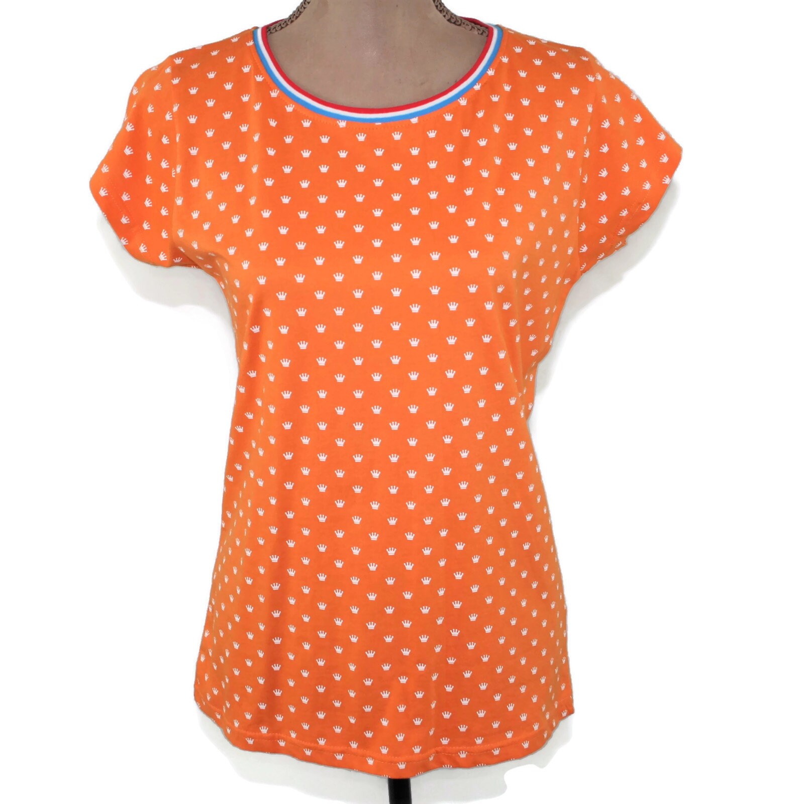 Short Sleeve Orange TShirt Women White & Orange Top Crown Etsy