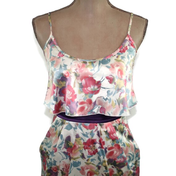 90s Spaghetti Strap Mini Dress XS, Floral Summer … - image 3