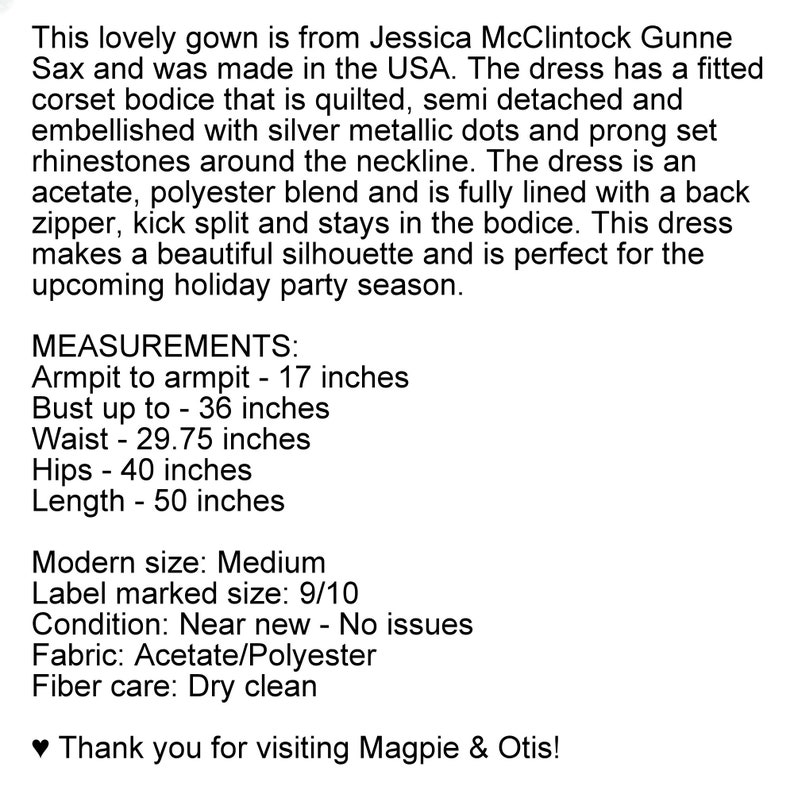 M 90s Formal Dress Medium Floor Length Black Evening Gown Metallic Silver Dot Rhinestone Jessica McClintock GUNNE SAX Vintage Clothing Women image 8