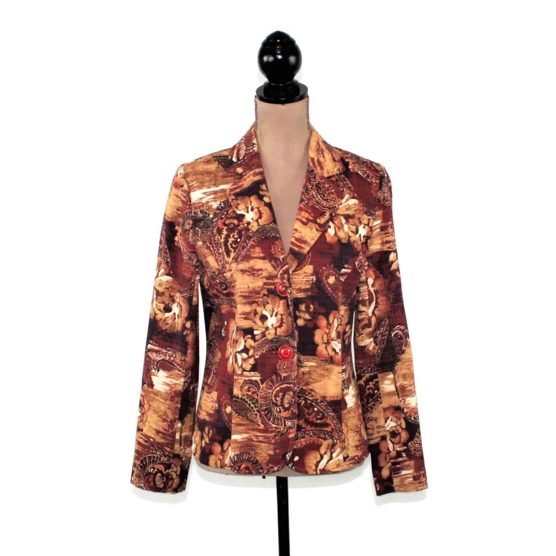 orange floral blazer