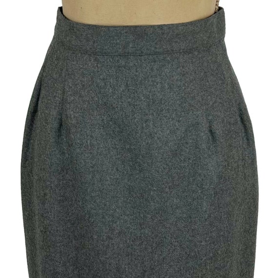 M 80s Gray Wool Pencil Skirt Medium, High Waist M… - image 2