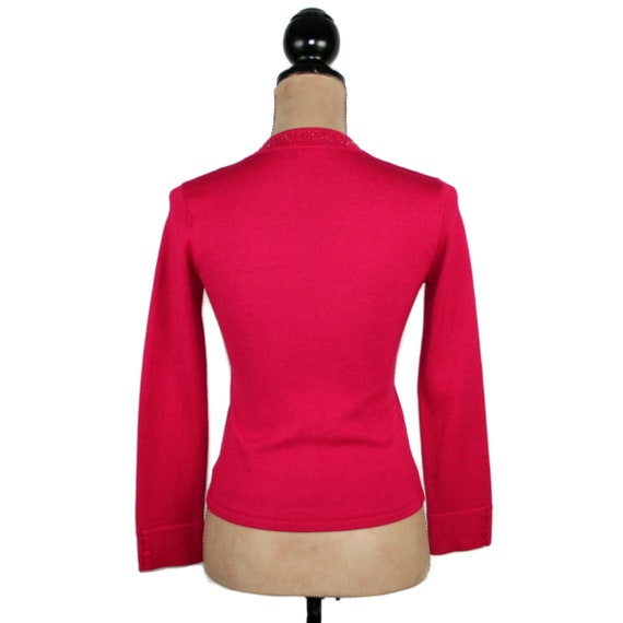 Petite XS 90s Y2K Fuschia Fitted Sweater Top, Kni… - image 7