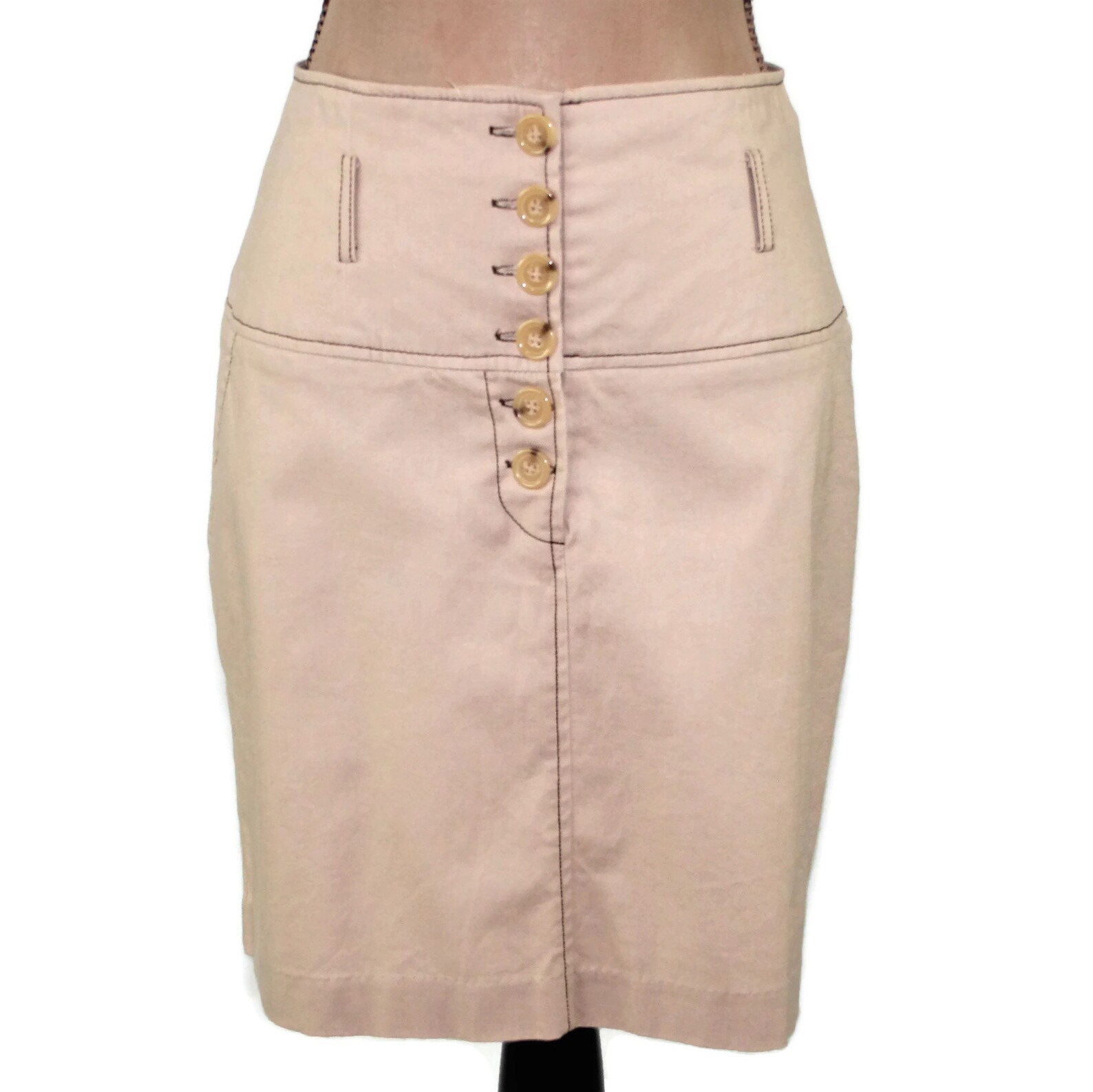 Beige Cotton Skirt Large Casual Pencil Skirt with Pockets Etsy