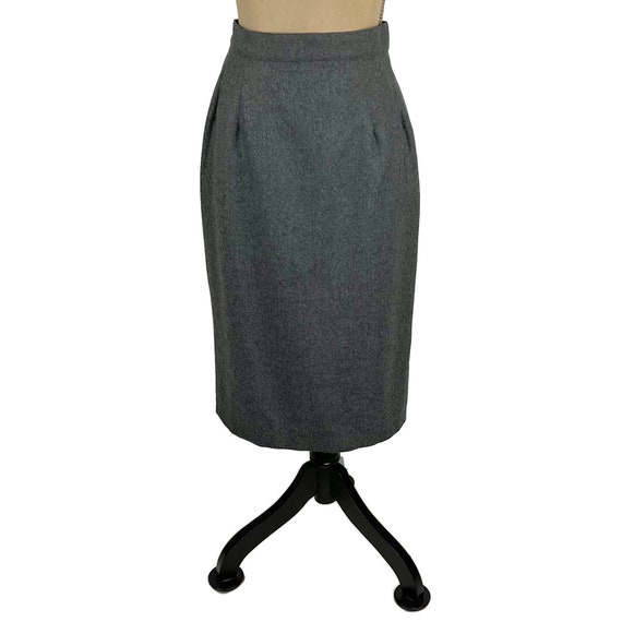 M 80s Gray Wool Pencil Skirt Medium, High Waist M… - image 4