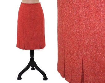 S 90s Y2K Rust Orange Tweed Midi Skirt Small, Silk + Wool Pencil Skirt Size 6, Office Wear Fall Clothes Women, Vintage Clothing from TALBOTS