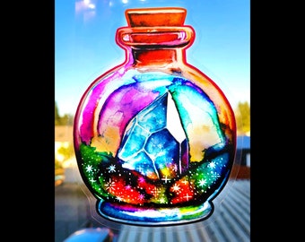 Magic Crystal Potion Jar clear vinyl sticker