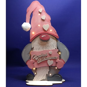 Gnome approx. 40 cm with sign or approx. 30 cm with flowers and holes for lighting painted / unpainted