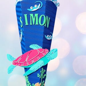 Cône d'école #cône de sucre #tortue de mer #35 cm - 100 cm #nom #individu #tortue #poisson #raie #algues #arc avec nom #éclairé