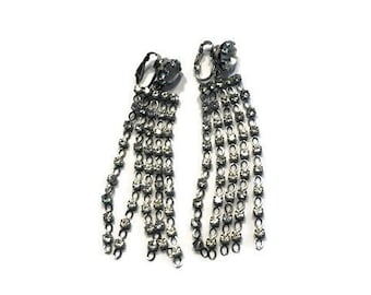 Signierte Vogue Ohrringe, Strass Chandelier Ohrringe, Vintage Clip Ohrringe, Modeschmuck