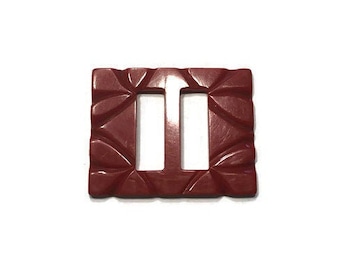 Cherry Red Bakelite Belt Buckle, Carved Red Bakelite, Sewing Supply