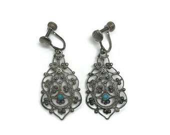 Vintage Indische Ohrringe, Tribal Chic Ohrringe, Silber Ton Ethno Ohrringe, Boho Schmuck, Kostüm Schmuck