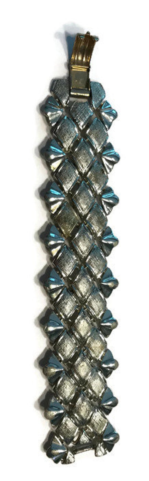 Signed Coro Pegasus Bracelet, Silver Tone Woven D… - image 3