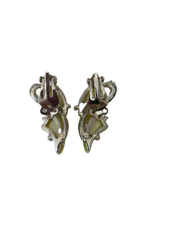 1950s Pale Green Moonglow Lucite Clip Earrings, T… - image 3