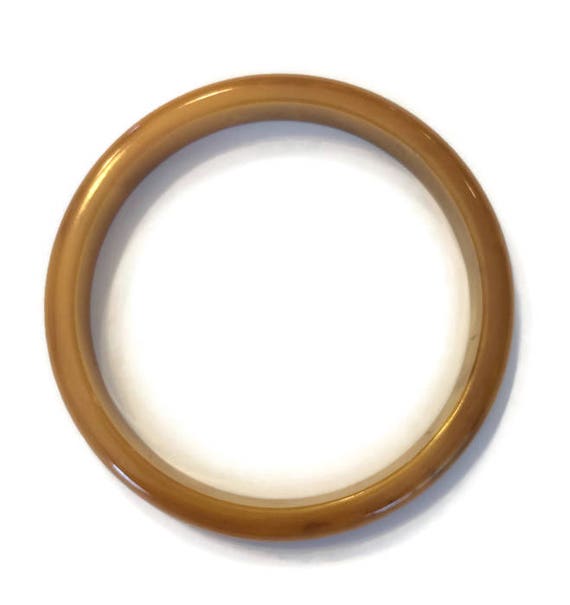 Butterscotch Bakelite Bangle, Marbled Bakelite Br… - image 2