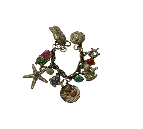 Rare Vintage Sea-Themed Charm Bracelet, Made in G… - image 1