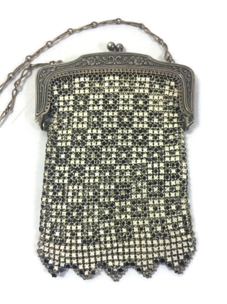 Vintage Mesh Purse, 1920s German Silver Mesh Coin Purse, Metal Mesh Purse, Art Deco Purse, Flapper Purse image 2