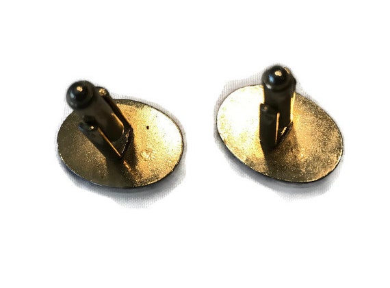 Vintage Cuff Links, Gold Tone Cuff Links with Rhi… - image 3