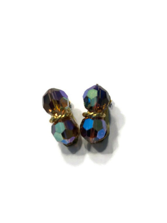 Signed CARNEGIE Earrings, Blue and Purple Aurora … - image 2