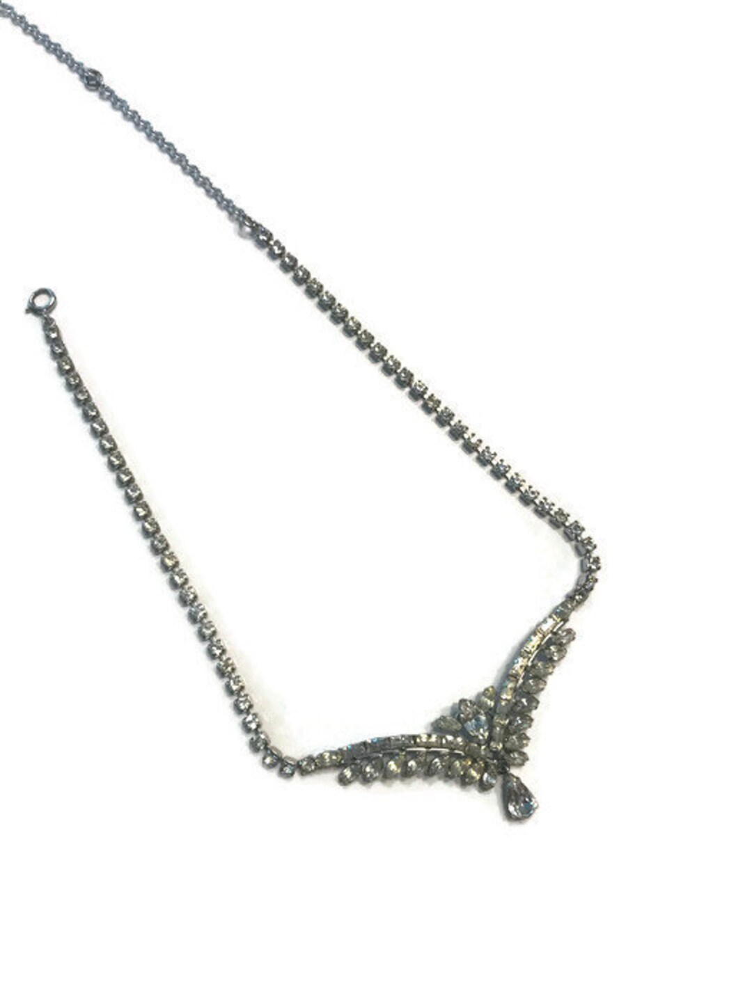Collier Signé Carl Art, Collier vintage sterling et strass, Bijoux