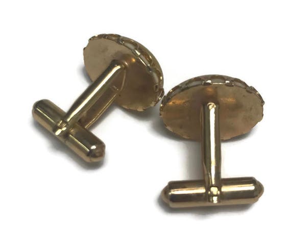 Vintage 1950s Cuff Links, Gold Confetti Lucite Cu… - image 3