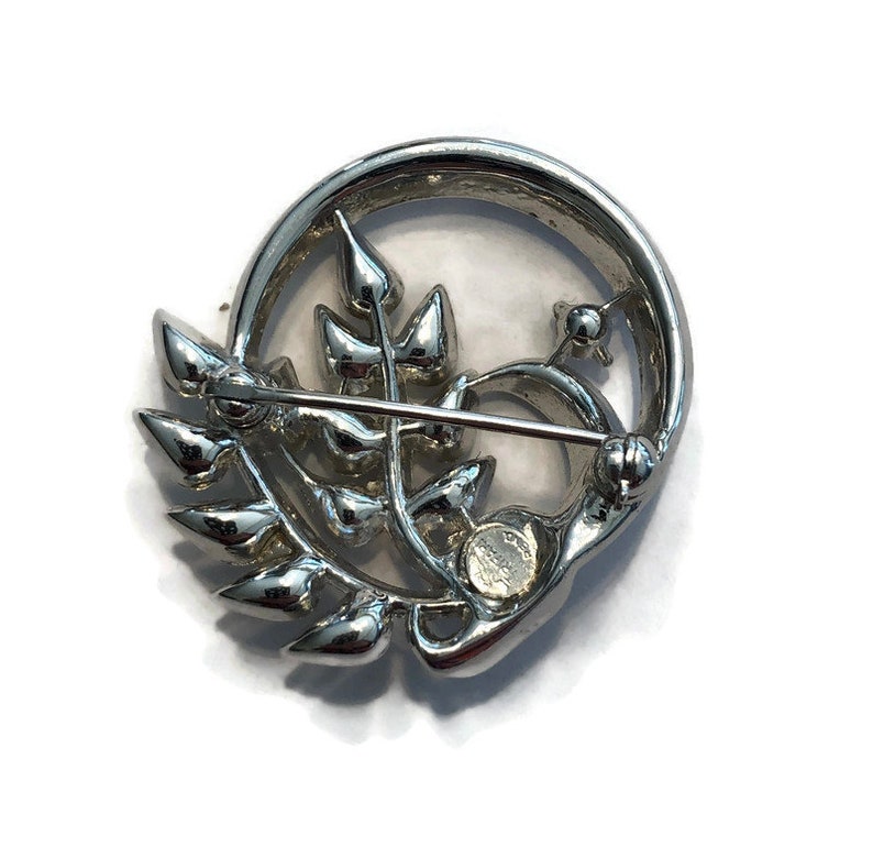 Costume Jewelry ON SALE Signed Trifari Patent Pending Brooch Silver Tone Wreath Brooch with Rhinestones Alfred Philippe Brooch