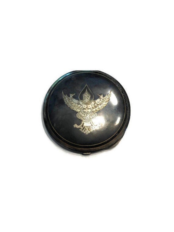 Vintage Niello Compact, Siam Sterling Silver Compa