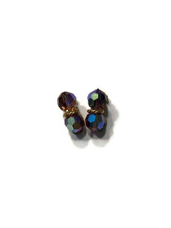 Signed CARNEGIE Earrings, Blue and Purple Aurora … - image 1