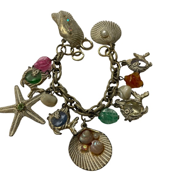 Rare Vintage Sea-Themed Charm Bracelet, Made in G… - image 2