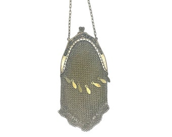 Vintage 1920s Evening Bag, "German Silver" Evening Purse, Metal Mesh Purse, Formal Purse