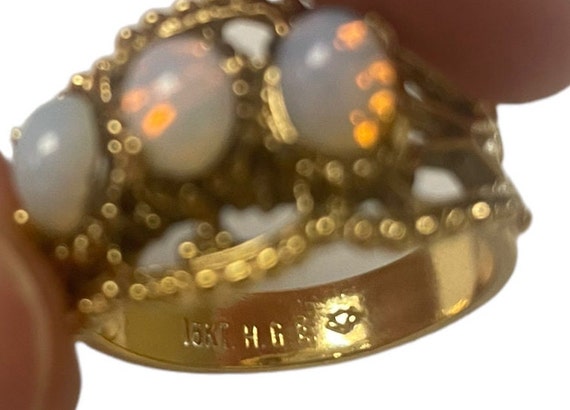 Hallmarked Vargas Cocktail Ring, Vintage 1950s 1960s Gold Plated