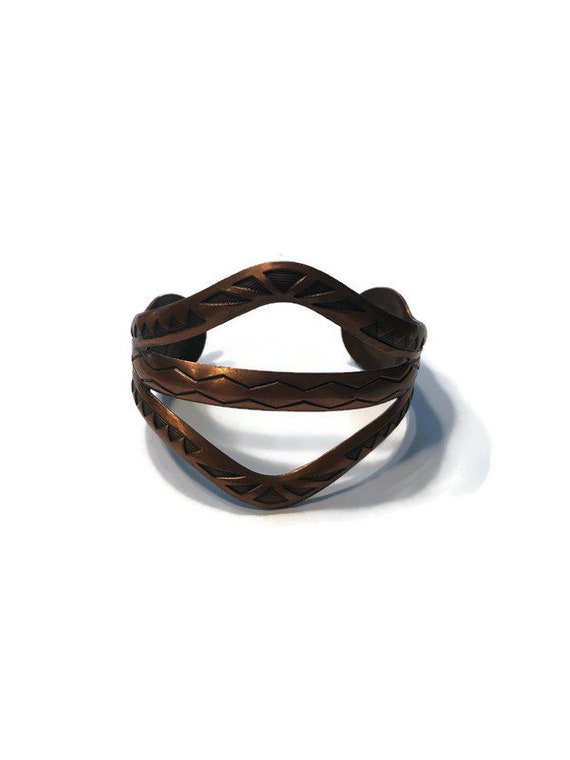 Southwestern Style Copper Cuff Bracelet, Solid Cop