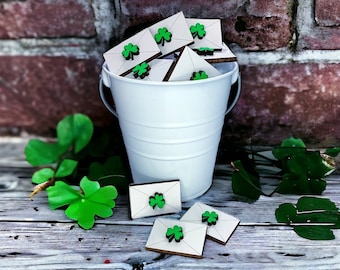 Mini shamrock letters for St. Patrick's day jar filler St Patrick’s Day Mini Wooden Clovers Tiered Tray Decor  Wood Clovers, Lucky