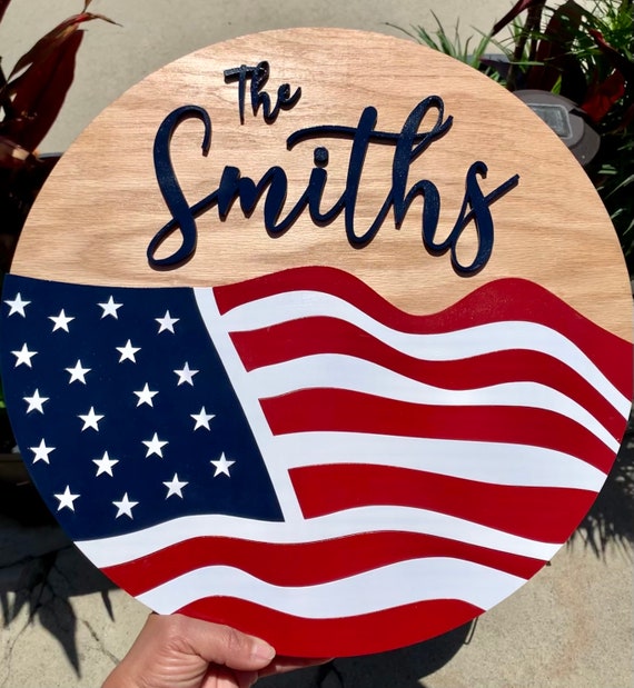3D Patriotic Welcome door sign, flag, fourth of July, door hanger Il_570xn