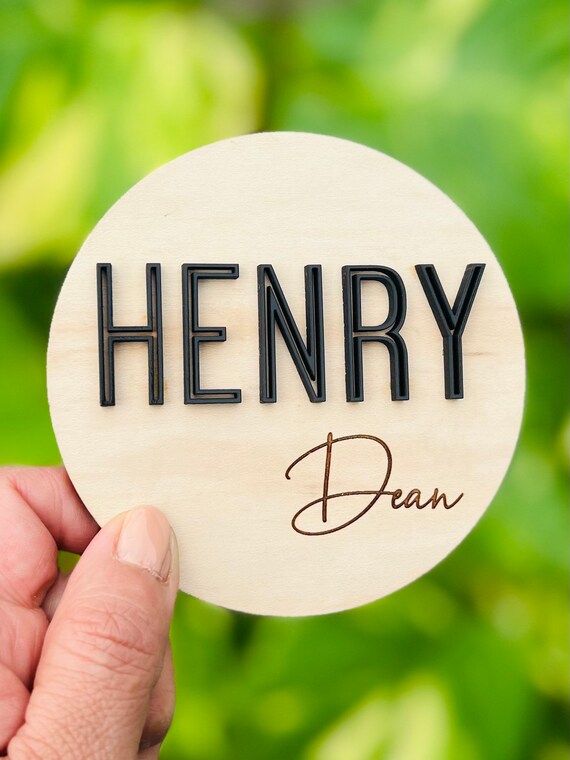Baby Name wood Announcement Sign Custom Engraved Baby Name Plaque